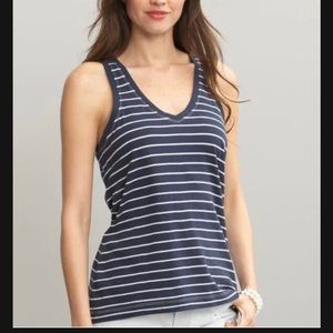 Banana Republic Blue and White Striped Zip Back Tank Top XS NWT